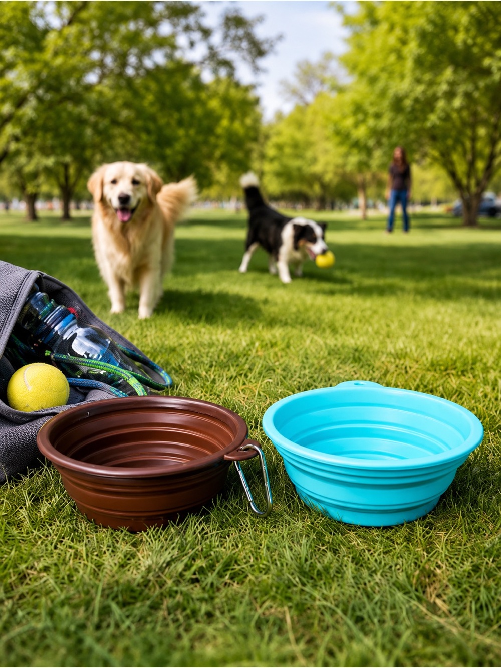 Collapsible Pet Travel Bowls Set 2  Dog Cat Food Water Portable NWT